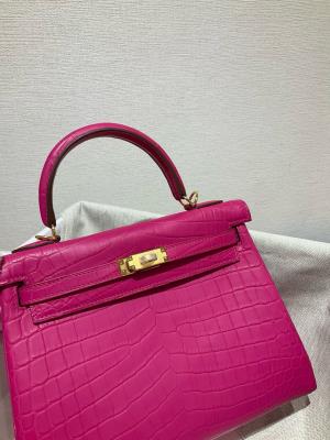 wholesale quality hermes kelly 25 matte niloticus crocodile j5 rose scheherazade ghw